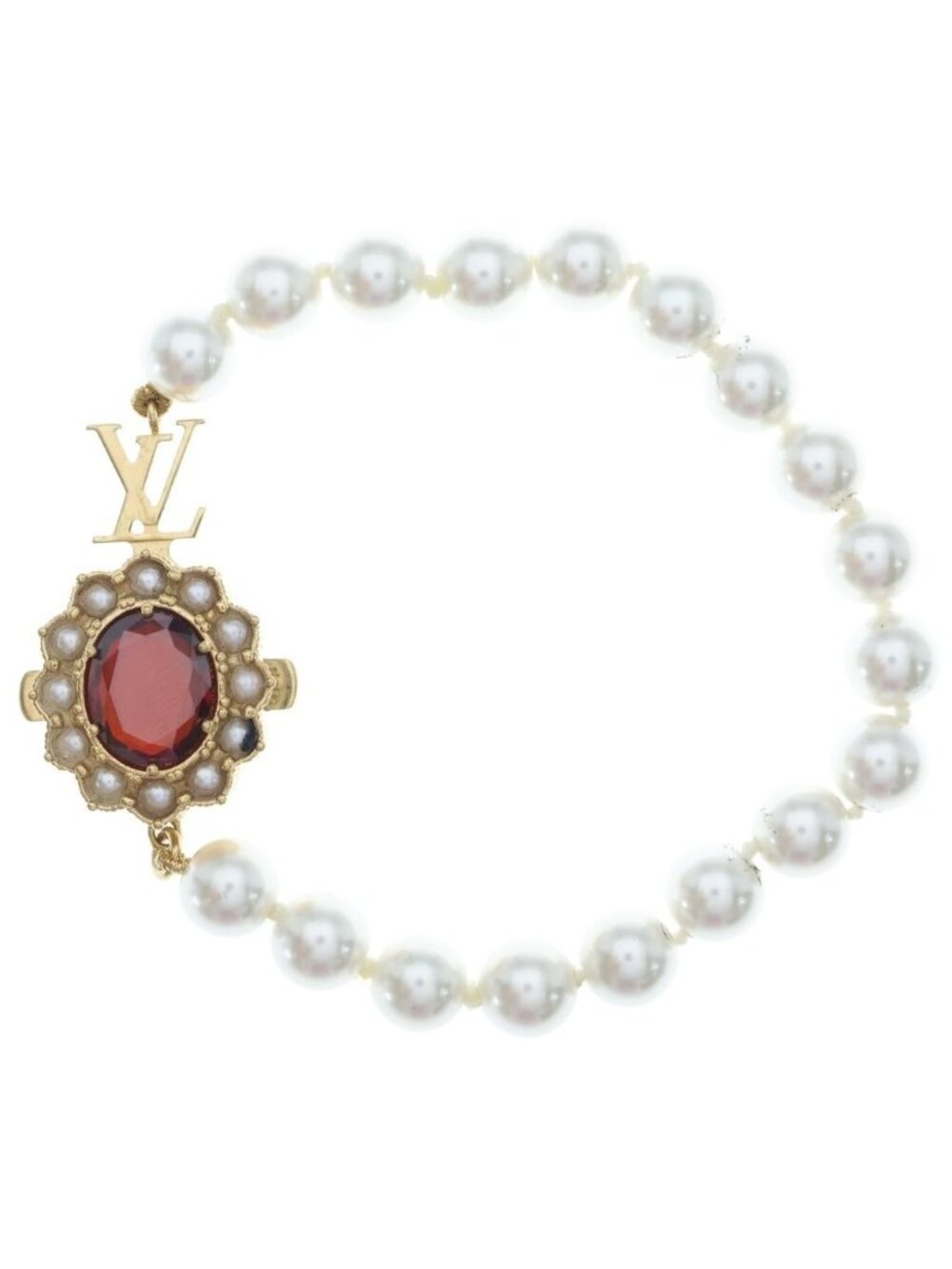 Louis Vuitton LV Dynasty Bracelet White Gold Metal Faux Pearl